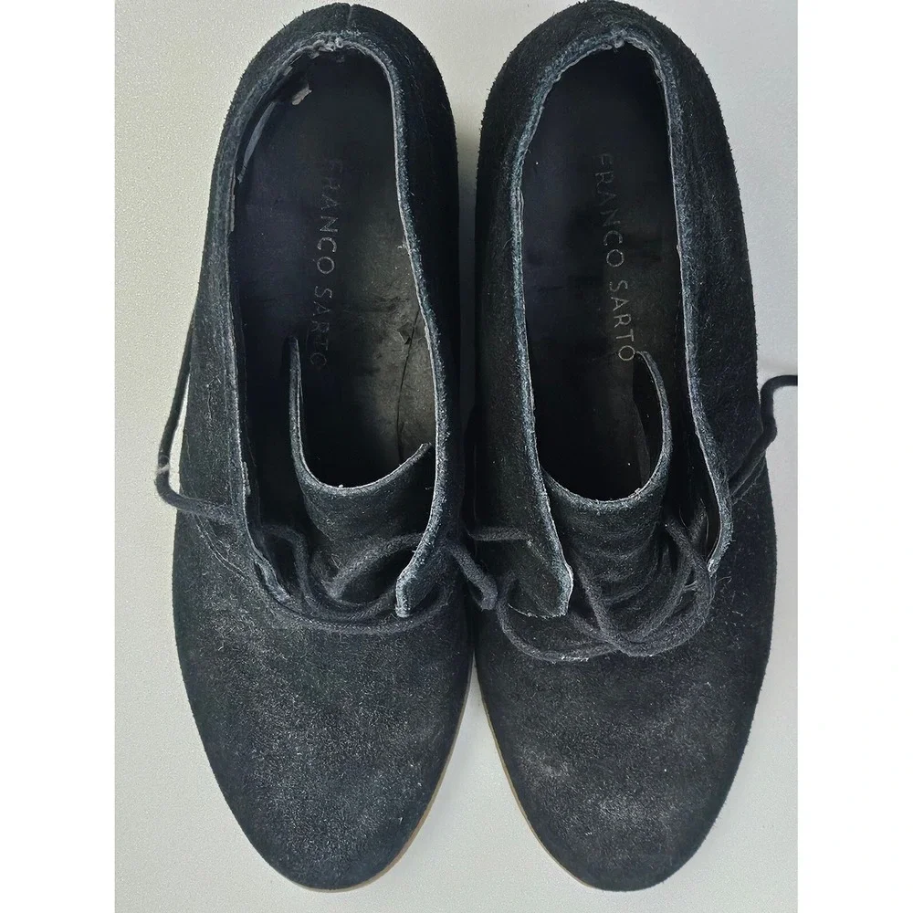Franco Sarto Acquire Ankle Bootie Boots Womens‎ Size 8.5M Black Leather Lace Up